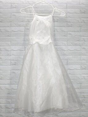 K.I.D. COLLECTION Dress Flowergirl First Communion Sheer Organza Bridal White 8